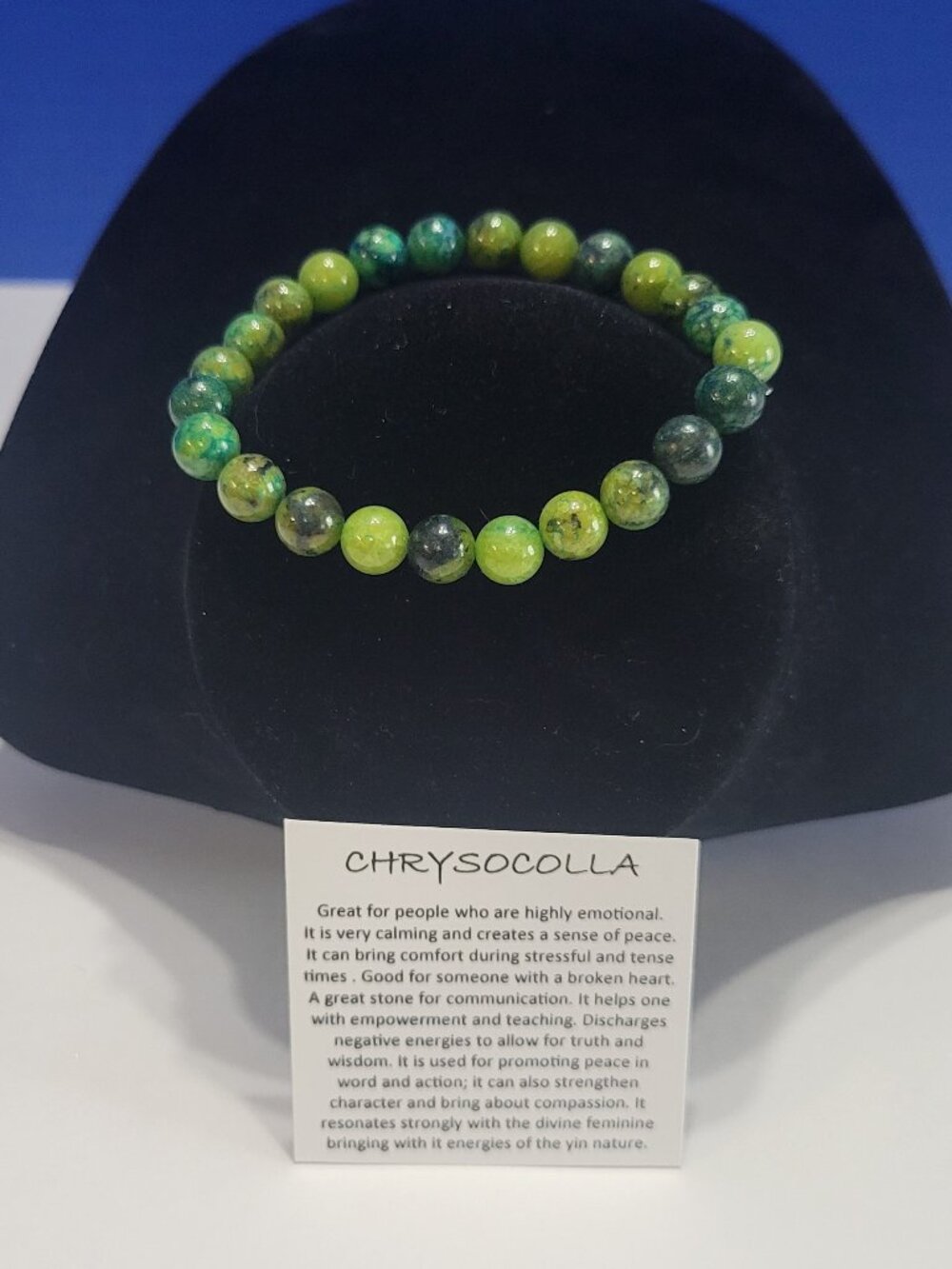 Vintage Green Chrysocolla Stone Beaded Power Bracelet for Peace